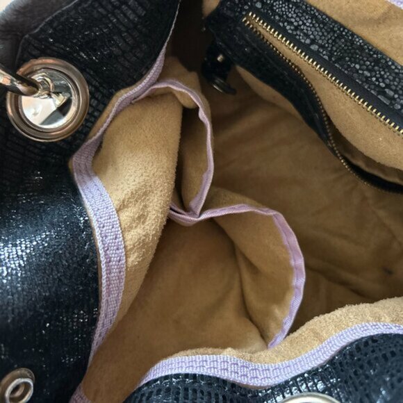 JIMMY CHOO Shoulder Bag snake print black Leather bag medium double straps - Picture 12 of 15